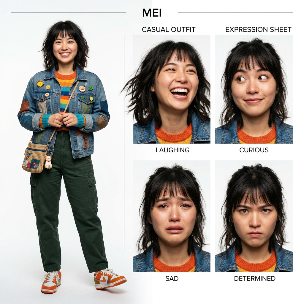 Mei Photorealistic Character Sheet